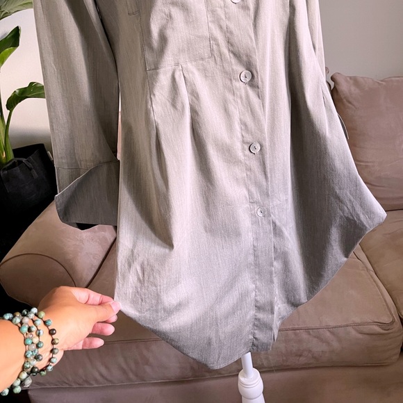 Vince Structured Shirt Dress Button Up Gray - Picture 4 of 10